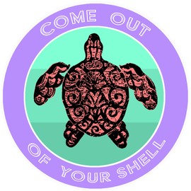 Athena Brands Tribal Turtle Come Out of Your Shell - Car Truck Window Bumper Sticker Decal - Panama Purple