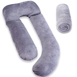 AS AWESLING 60 Inch Full Body Pillow Velvet Pillowcase, 60 Inch Detachable Pregnancy Pillows Cover, Replacement Pillowcase with Velvet Fabric (Grey)