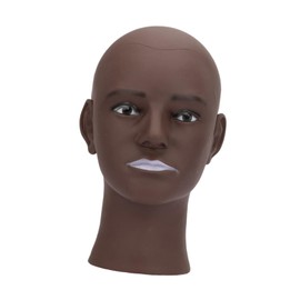 perfeclan Glatzköpfiger Schaufensterpuppenkopf, Make-up-Schaufensterpuppenkopf, professionelles Kopfbedeckungs-Display-Requisitenmodell, Schwarze Haut