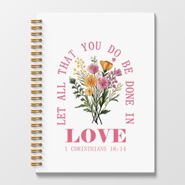 Poecinvi Floral Christian Notebook Journals for Women, 1 Corinthians 16:14 Prayer Bible Journal for Woman, Faith Based Gifts for Women, Bible Verse Scripture Floral Spiral Notebook 5.5x8.3 Inch