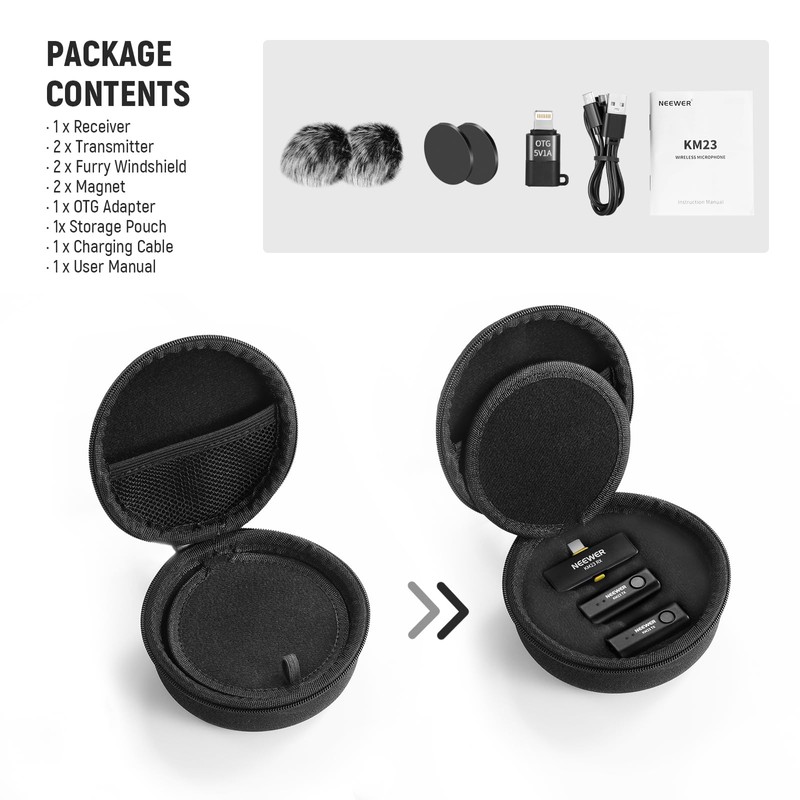 NEEWER Wireless Lavalier Microphone for iPhone Android Tablet PC Laptop