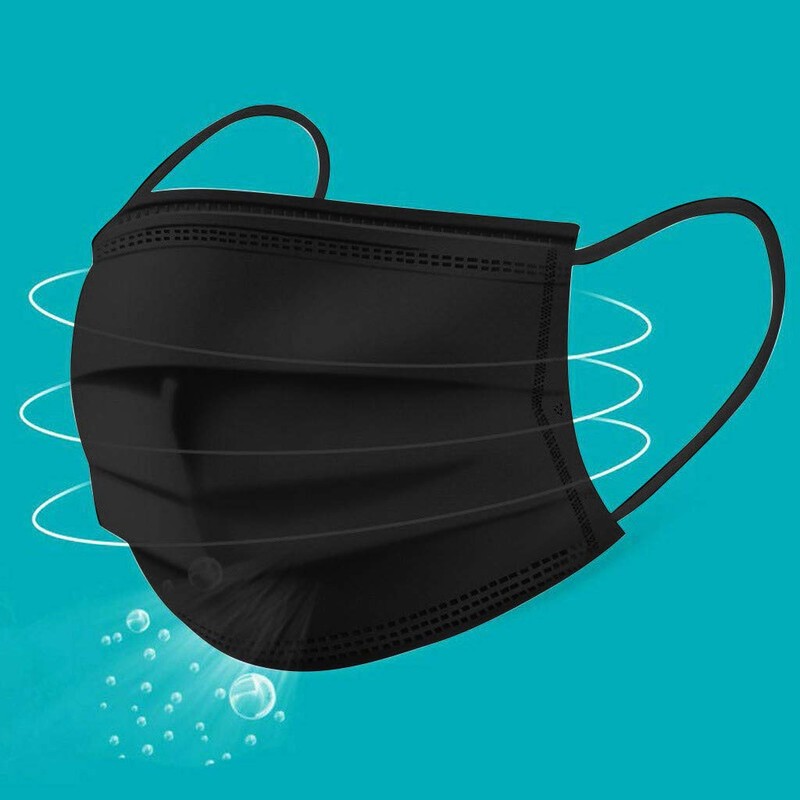 Black-50pack Disposable Face Masks, Ear Loop. Protective, breathable, dust-proof, 3protective