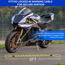 FITTOO Motorcycle Lock, Anti-Theft Alarm Disc Brake Lock, Moped Disc Brake Lock, Scooter Disc Brake Lock, Bike Disc Brake Rotor Lock, Compatible for Most Disc Brakes