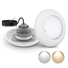 LyLmLe LED Pool Headlight with External Thread 2 Inches, 12 W Pool Lighting 2 Colours Switchable White 3000 K & 6000 K, Diameter 190 mm, 12 V AC Underwater Spotlight LED for Above Ground Pools Steel