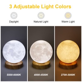 Deng Jr Daylight Lamp 10000 Lux Moon Light Therapy Lamp, Simulation of Daylight, UV-Free Sunlight Lamp with Remote Control, 3 Colour Temperatures, Adjustable Light Intensities and Timer
