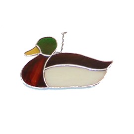 Handmade Mallard Duck Stained Glass Window Decor Ornament