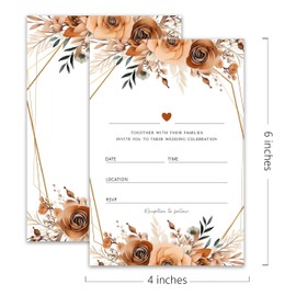 XZMBQ Elegant Floral Wedding Invitations - Together with Their Families - 20 Invitation Cards 4”x6” with 20 Envelopes - Fall Vibe - Autumn Themed Wedding Invitations for Mr & Mrs Celebration.(049)