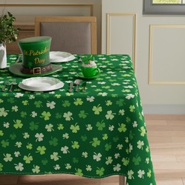 XCHI Green Shamrocks St. Patrick's Day Tablecloth Rectangle Table Cloth Washable Table Covers for Indoor Dining Home Party Decorations 60x104 Inch