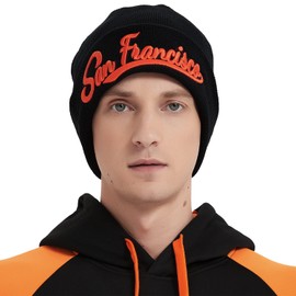 San Francisco 3D Embroidery Classic Cuffed Knit Hat Beanie Toque Skull Cap - Black OneSize