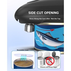 CIRCLE JOY Electric Can Opener, One-Touch Automatic Can Opening with Smooth Edges, Food Safety Handheld Battery-Operated Can Opener for Kitchen and Seniors, Black