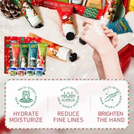 5PCS Christmas Hand Cream Gift Set - Moisturizing Non-greasy Fast-Absorbing for Dry Cracked Hands with Shea Butter & Vitamin E, Stocking Stuffers for Women (Hand cream + Lip balm, One Size)
