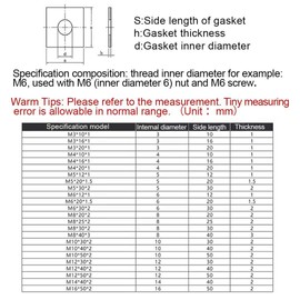 XIZONLIN M10 x 30 x 2 Square Washer - Square Washer with Round Hole - Stainless Steel 304