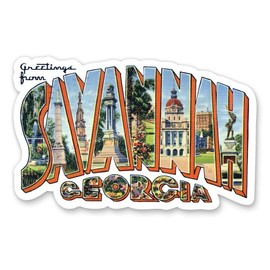 Squiddy Greetings from Savannah Georgia - Vinyl Sticker Decal for Phone, Laptop, Water Bottle (4" Wide)