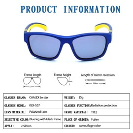 Caalex Kids Sports Style Polarized Sunglasses Rubber Flexible Frame For Boys And Girls