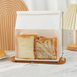 20 Pack Paper Bread Bags for Homemade Bread Sourdough Bread Bags Large Paper Bakery Bag with Window for Baked Food Packaging Storage, White(9x4.3x11 Inches)