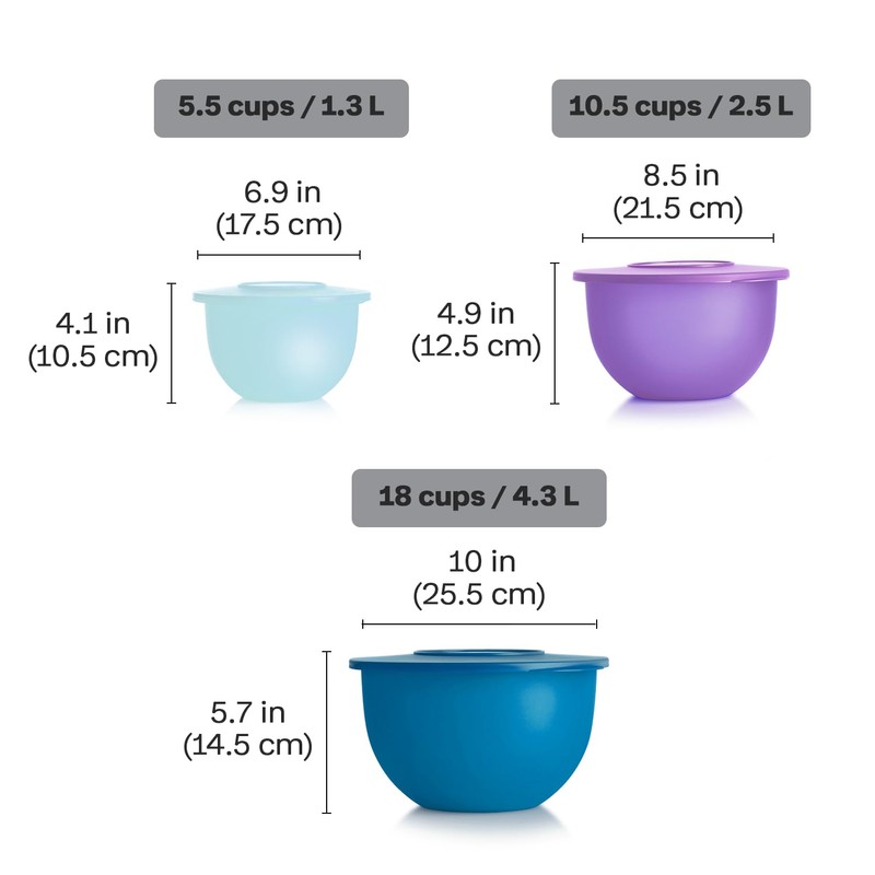 Tupperware Impressions Classic 3 Piece Food Storage Bowl Set in
