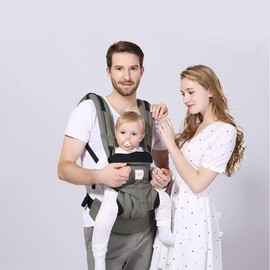 SONARIN Premium Baby Carrier with Storage Bag, Ergonomic, Sun Protection Cover, for Newborns and Toddlers (0-48 Months), Maximum Load 20 kg, Baby Carry Bag and Children's Carrier (Dark Green)