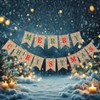 Creaher Merry Christmas Burlap Bunting Banner, Merry Christmas Linen Banner