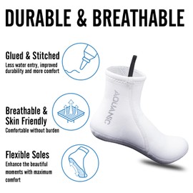nitescuba Diving Socks 2.5 mm Neoprene Wetsuit Socks Thermal Water Socks Fin Socks for Snorkelling Surfing Socks, Mid Length White