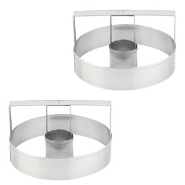 Stainless Steel Doughnut Cutter 2 Pack, Round Donut Mold with Ergonomic Handle, Professional Baking Cookie Cutters for Homemade Donuts, Pancakes & Pastries