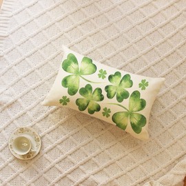 Ogiselestyle Ogiselestyle St Patricks Lucky Clover Lumbar Throw Pillow Cover, 12 x 20 Inch Shamrock Cushion Case Decoration for Sofa Couch