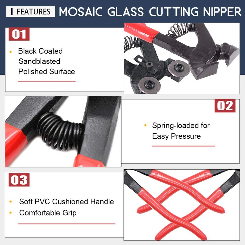 Hilitchi 12Pcs Heavy Duty Stained Glass Tools Mosaic Tools Wheeled