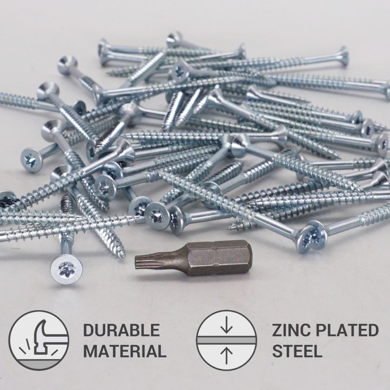 SKIR'CO Pack of 50 Galvanised Steel Wood Screws 3.5 x