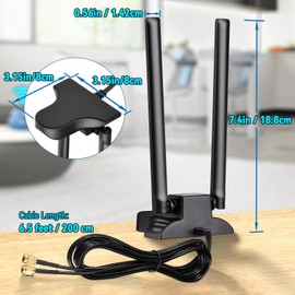 Eightwood PC WiFi Antenna Dual Band 2.4GHz 5GHz RP-SMA WiFi Antennae with 6.5 Feet Extension Cable for PC Desktop Computer PCI PCIe WiFi Bluetooth Card Wireless WiFi Router