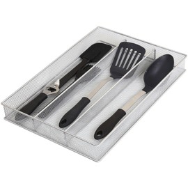 YBM Home Metal Silverware Organizer for In-Drawer Cutlery Storage, 3 Compartment Mesh Cutlery Flatware Tray Sorts Kitchen Utensils, Great for Office Supplies 1150s