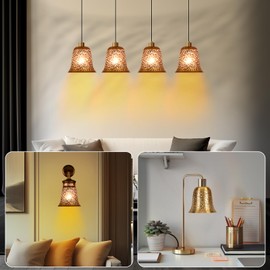 Ceiling Fan Light Covers, ALUCSET Cracks Metal Pendant Light Shade, Light Fixture Cover Metal Lamp Shade Replacement with 1-5/8-Inch Opening Fitter for Wall Lamp Chandelier-Yellow Brass/Gold-plated