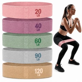 5 PCS Bandas de Resistencia para Ejercicio, Bandas de Resistencia de Tela Antideslizantes, 5 Niveles de 20 a 120 lb, para Entrenamiento de Fuerza, Yog