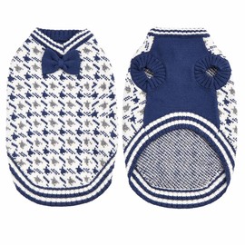 MengMengDa Dog Knitted Sweater Puppy Sweater Warm Soft Pet Holiday Clothes for Small Medium or Large Dogs and Cats Sweaters (Blue, XXL)