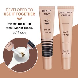 Lomansa Lash Color Kit, Lomansa Professional Eyelash and Brow Color Kit, Instant Eyelash Color with Natural Black Effects, Safe & Easy to Use 8ml