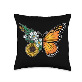 Smarty Pants Designs Floral Butterfly Throw Pillow, 16x16, Multicolor