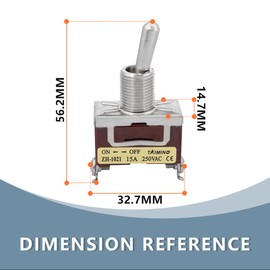 Innfeeltech 3 Pcs Toggle Switch, 20A 125V 15A 250V, 1021 SPST, 2 Terminal pin, On/off, 2 Position Metal High Performance Rocker Switch with 3 Waterproof Cap