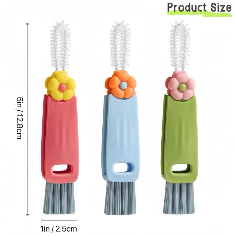 Sayehuanye 3 in 1 Cup Lid Cleaning Brush, Multifunctional Bottle