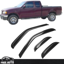 FREE-AUTO802 For 97-03 Ford F150 F250 Extended Cab Window Visor Rain Deflector Guard 4PCS Set
