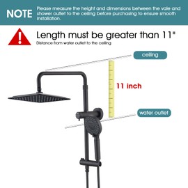 LOCALAND 10 Inch High Pressure Rainfall Shower Head with Handheld Combo, 9 Setting Handheld Shower Head, Adjustable Height Shower Extension Arm and Slide Bar for Easy Reach - Matte Black