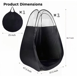 Large Spray Tan Tent Kit, Deluxe Pop Up Portable Professional Self Tanning Tent with Carry Bag Waterproof Floor, Sunless Spray Tan Booth with Vent Opening (Black)