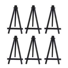 JIHUOO 6 Pcs Mini Black Wood Display Easel Triangle Cards Stand Wooden Tripod Holder Stand Painting Tabletop Easel for Photos