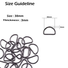 Trimming Shop Non Welded Metal D Ring Fasteners Durable Buckles for Handbag, Backpack, Webbing Strap, Purse, Dog Collars, Belts, DIY Accessories, 38mm, Gunmetal, 10pcs