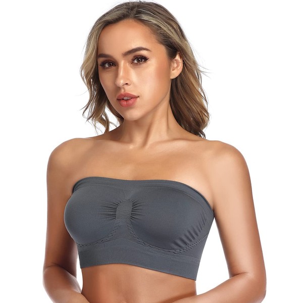 ANGOOL Bandeau Bra Seamless Non Padded Strapless Bra Tube Style