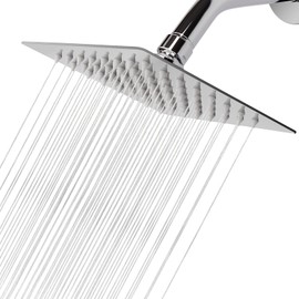 NearMoon Rain Shower Head, High Flow Stainless Steel Square Rainfall Shower, High Pressure Design, Awesome Shower Experience Even At Low Water Flow (6 Inch, Chrome Finish)