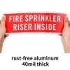Fire Sprinkler Riser Inside Sign, 12"x 4" .04" Aluminum Reflective