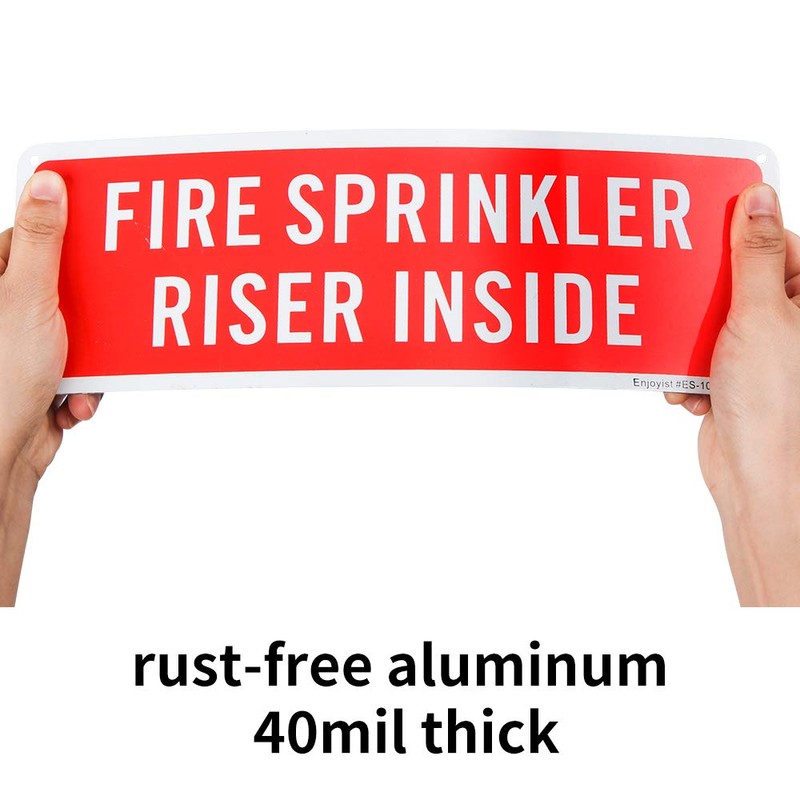 Fire Sprinkler Riser Inside Sign, 12"x 4" .04" Aluminum Reflective