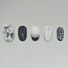 Black Silver Ribbon [Handmade Nail Tips] Emily Nail - Mini