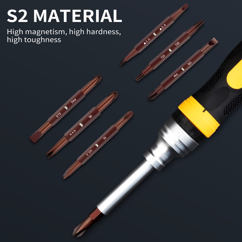 19-in-1 Ratchet Screwdriver Set, Portable Ratcheting Screwdriver Set with Magnetic