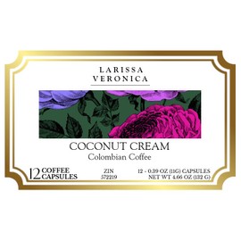 Coconut Cream Colombian Coffee (Single Serve K-Cup Pods) (Gourmet, Naturally Flavored, Whole Coffee Beans) (12 pods, ZIN: 572219) - 2 Pack