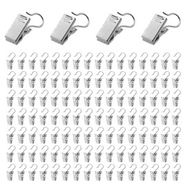 MEETOOT 120-Piece Heavy-Duty Hook Clips Set Metal Curtain Clip for Photos Home Party Decor Art Display - Silver