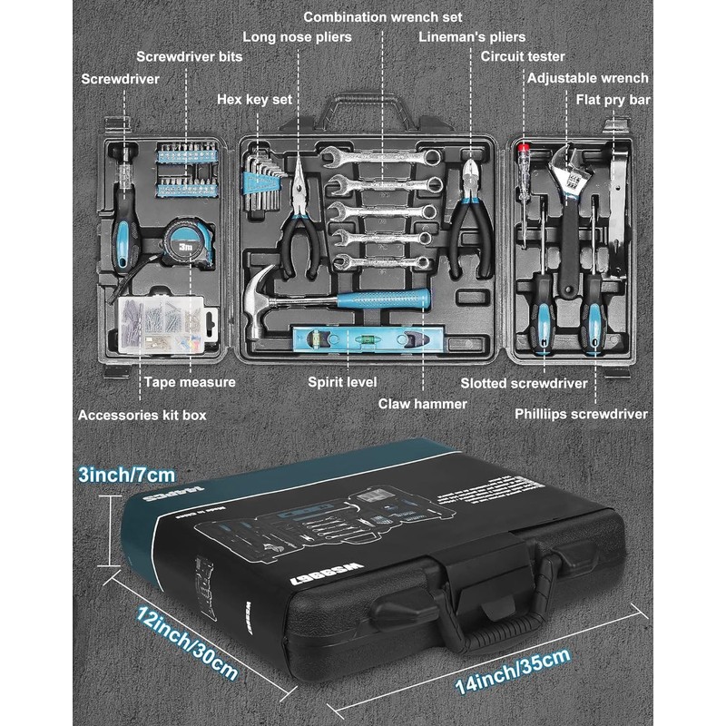 Tool Kit for Home, 144 Piece Hand Tool Set with